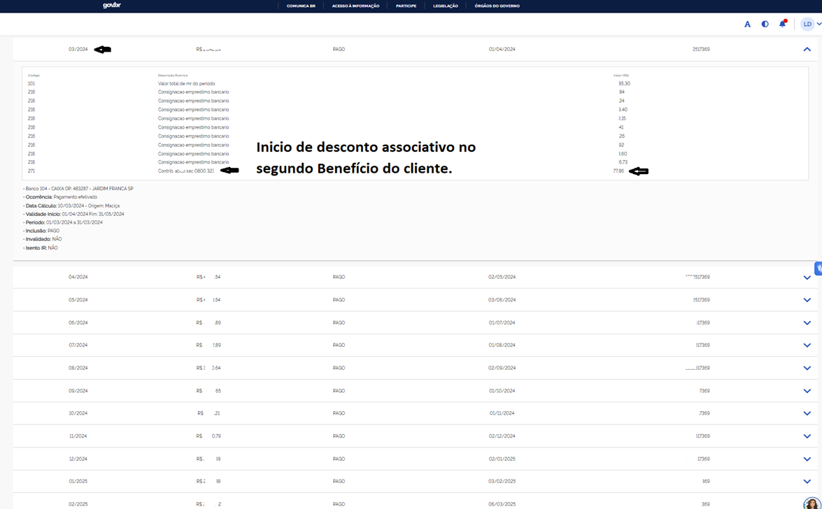 Descontos no segundo benefício